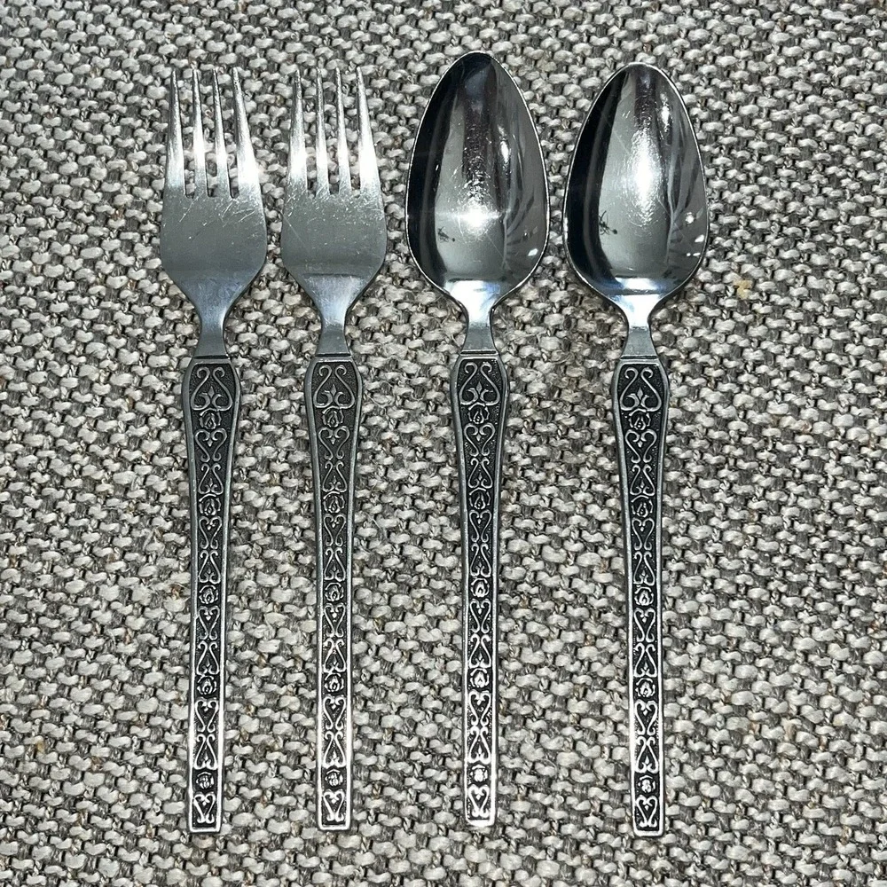 VTG Riviera CORDOVA Stainless Heart/scroll 2 Forks‎ & 2 Spoons Japan